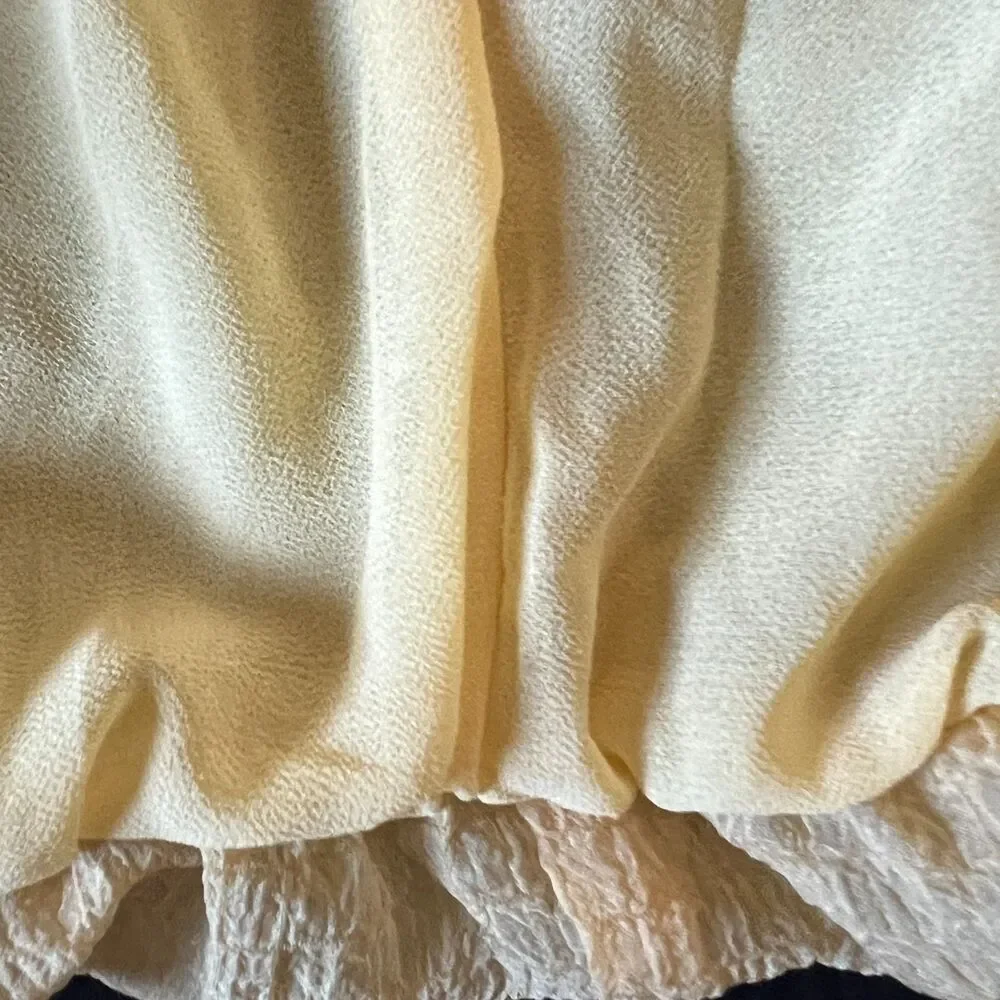 ASTR The Label Blouse XL yellow puff sleeves Gathered elastic hem NWT
